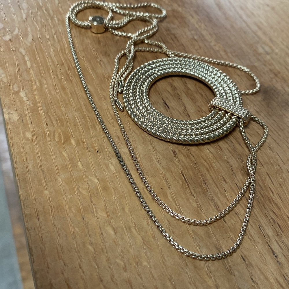 Lauren Ralph Lauren Gold-Tone Rope Multi-Row Open Circle 36” Pendant Necklace - Picture 12 of 16